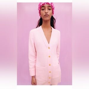 New with tags textured jacket dress. Zara. Pastel pink color.